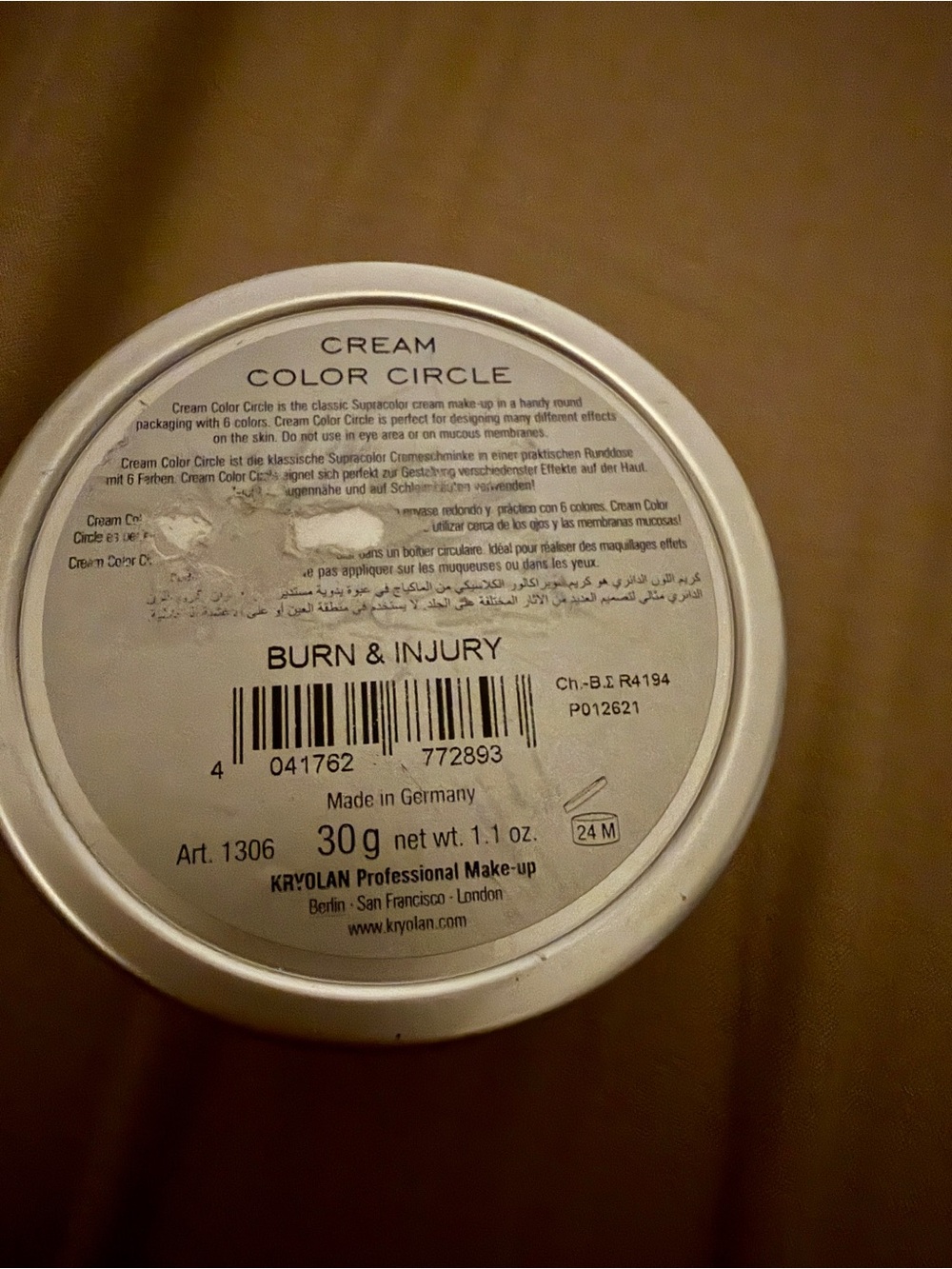 Kryolan Burn & Injury simulation Professional Makeup - like new 30 grams